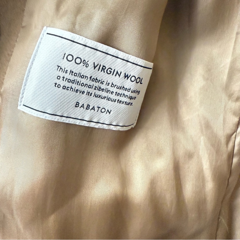 Aritzia Babaton Women's Tan Double-Breasted Wool Coat - Picture 3 of 3